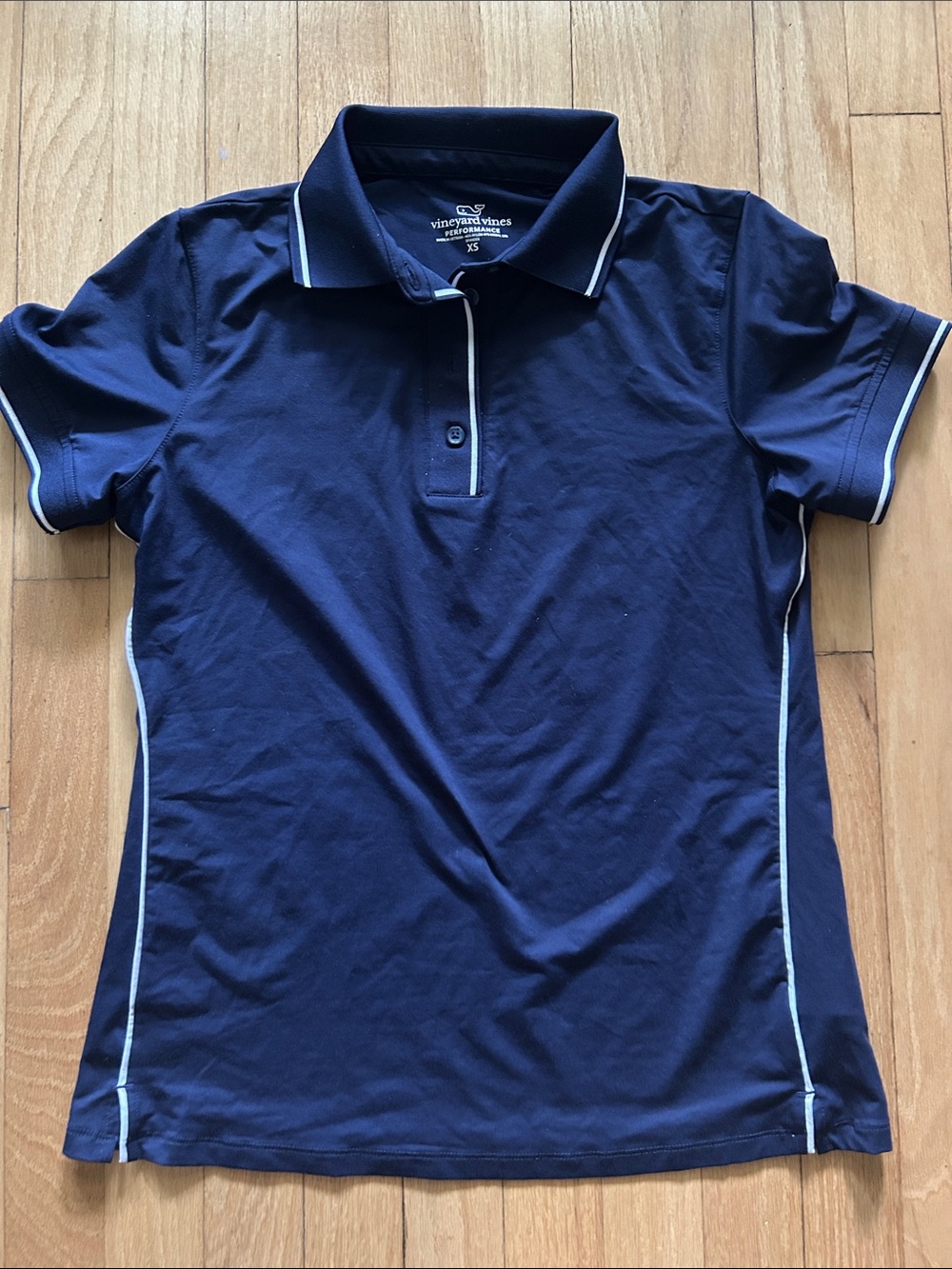 Vineyard Vines Navy Performance Polo with White Piping